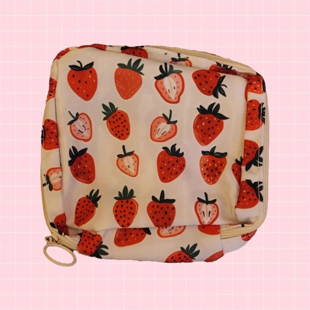Strawberry Print Cosmetic Pouch